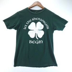 Unbranded St Patricks Day Tee Mens Small Green Shenanigans Clover Vintage Style